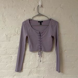 Purple crop tie shirt